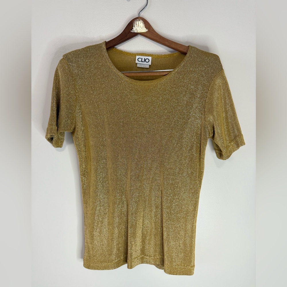 Clio VINTAGE Gold Shimmer metallic Women's Top in size medium